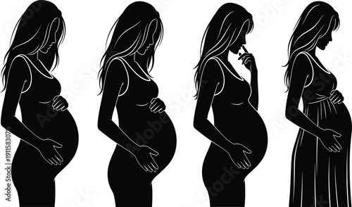 Black and white chef silhouettes set, professional cooks preparing food with knife and bowls, restaurant kitchen staff flat vector icons for culinary design