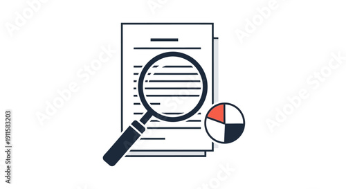 Magnifying glass on document analysis.
