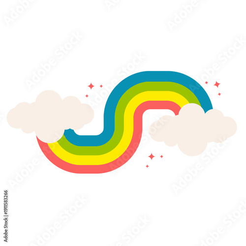 Horizontal Wavy Rainbow for Banner and Border Decoration