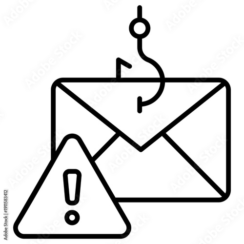 Phishing Alert Outline Icon Illustration Vector