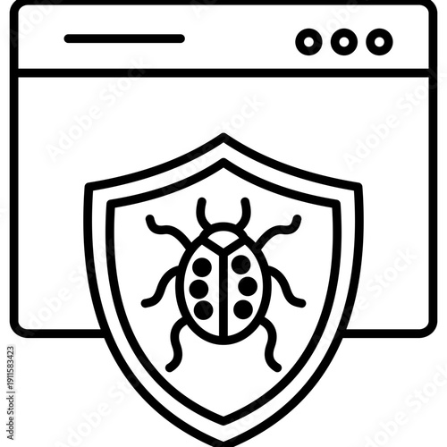 Antivirus Protection Outline Icon Illustration Vector