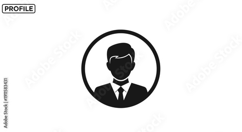 Man in Suit Silhouette Profile Icon.
