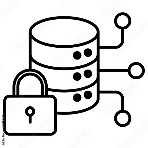 Data Encryption Outline Icon Illustration Vector