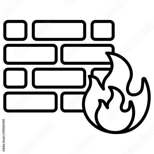 Fire Wall Outline Icon Illustration Vector
