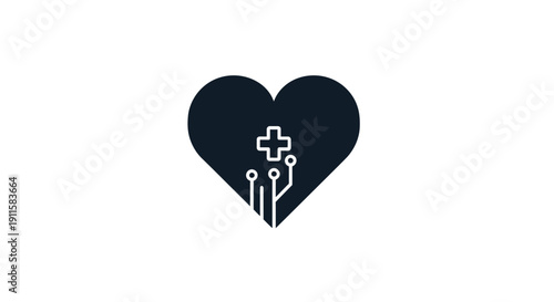 Medical Heart Symbol with Cross.