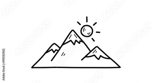 Mountain Peaks Under The Sun Light.