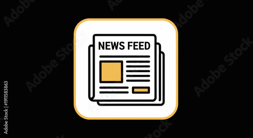 News feed icon on screen display.