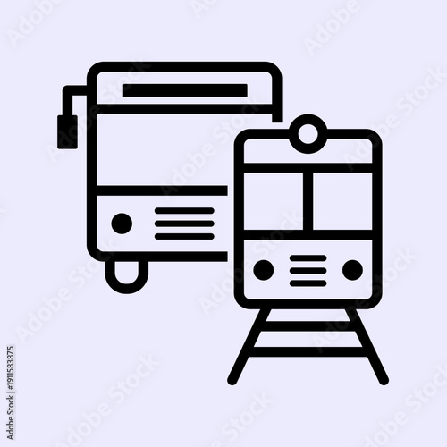 Outline icons of a bus and a train, representing public transportation and travel options.