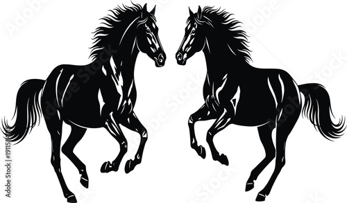 Black and white rock band silhouettes set, musicians with guitar bass and drums performing on stage, live music concert flat vector illustration icons