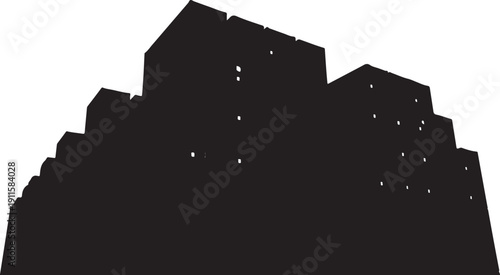 Silhouette of a city skyline at night time