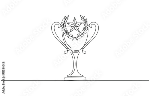 Single continuous line drawing of the best quality award badge.