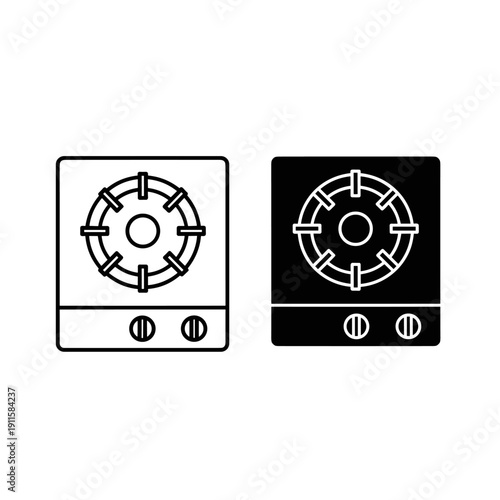 Stove top burners in black and white Vector