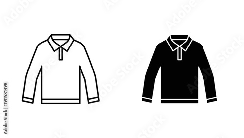 Line drawings of two polo shirts in different colors Vector