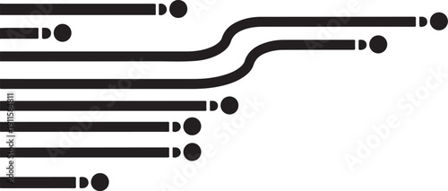 Geometric Pattern with Black Lines and Dots on White