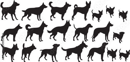 Wallpaper Mural Vector illustration set of dog silhouettes designed as clean solid black shapes suitable for illustration use. Torontodigital.ca
