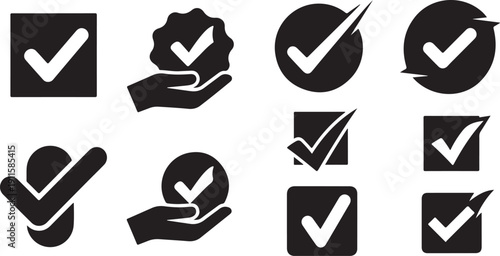 Black and white checkmark icons for approval and confirmation