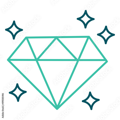 Outline diamond jewelry icon