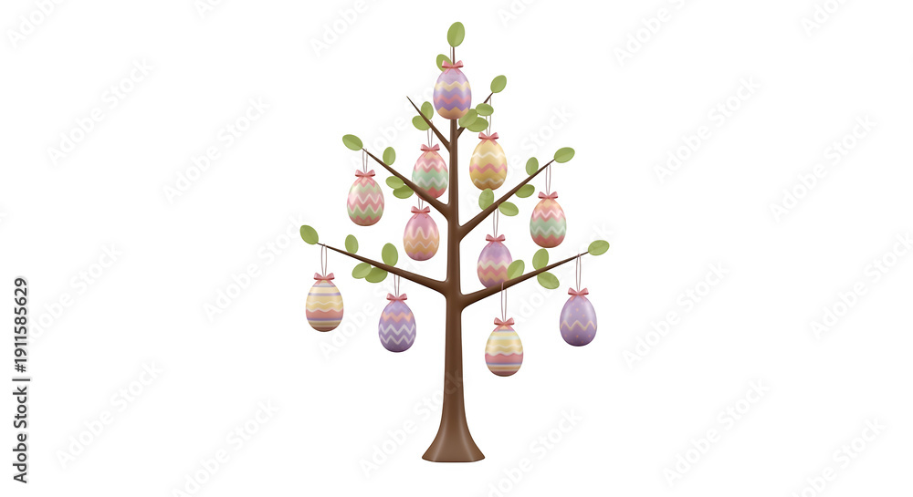 Obraz premium Easter egg tree isolated on transparent background