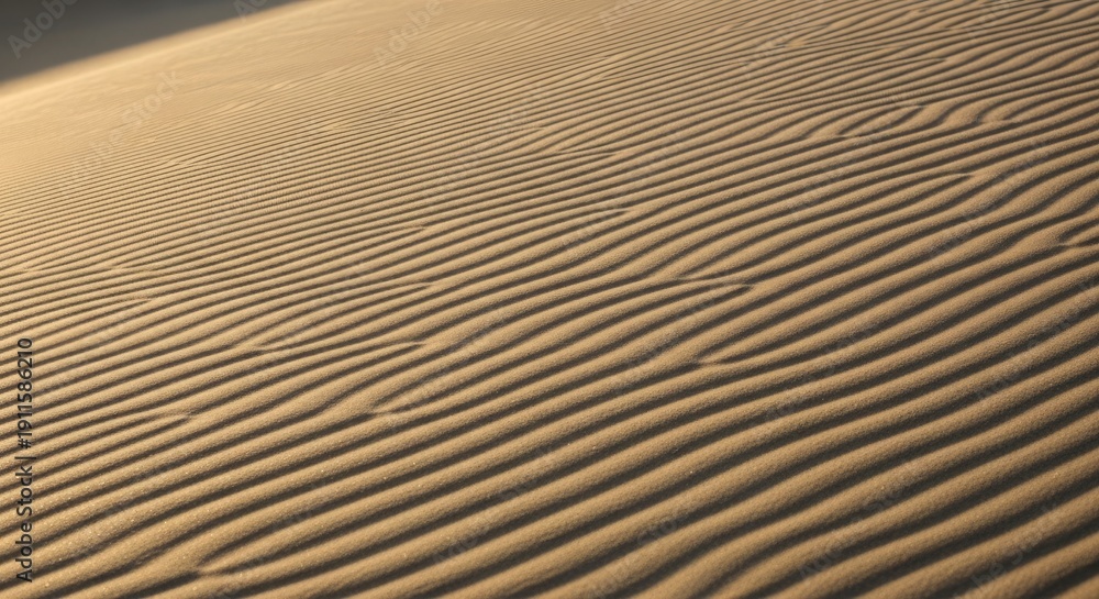 Fototapeta premium Desert Sand Dunes with Beautiful Wind-Sculpted Ripples and Golden Light