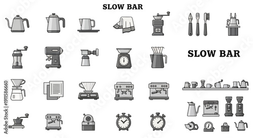 Coffee maker and barista tools.