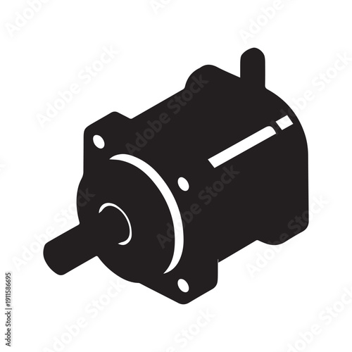 Stepper motor silhouette on white background