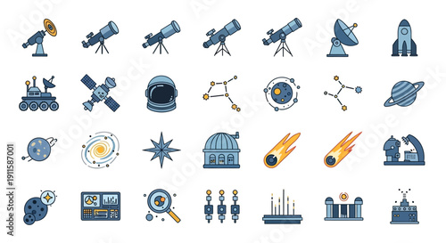 Astronomy and Space Exploration Icons.