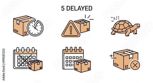 Boxes with delayed shipping labels.