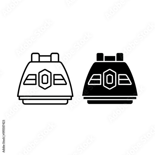 A black and white drawing of two train locomotives Vector