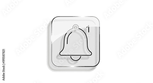 Notification Bell Icon with Number 1 in Modern Design
