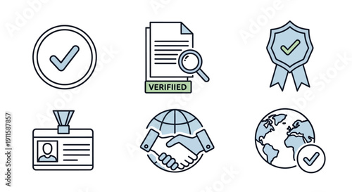 Business verification and verification icons.