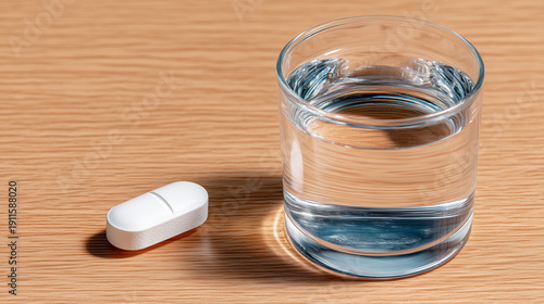 Caffeine Pill and Water Glass for Chronic Fatigue Management

