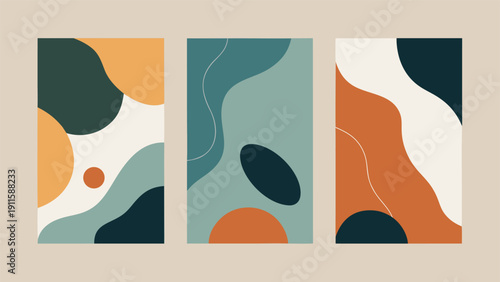 Minimalist Abstract Composition of Floating Geometric Stones and Continuous Ink Curves.eps