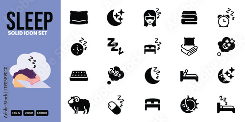 sleep solid icon set vector design good for web and mobile app
