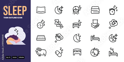 sleep outline icon set vector design good for web and mobile app