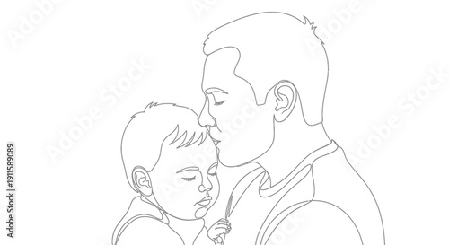 Tender moment between father and child embracing.