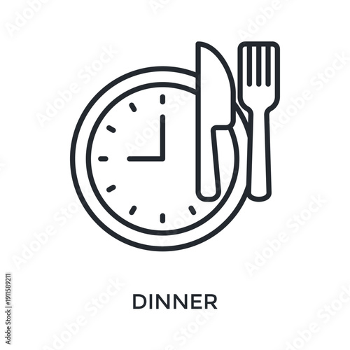 Dinner Icon Outline Style. Vector Illustration For Graphic Design