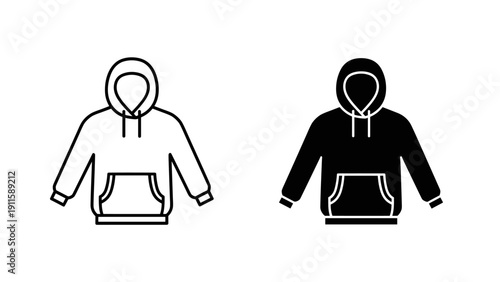 Two hooded sweatshirts with drawstrings and pockets Vector