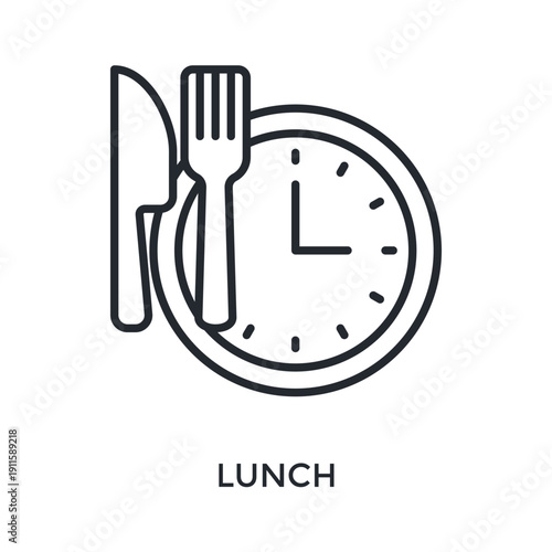 Lunch Icon Outline Style. Vector Illustration For Graphic Design
