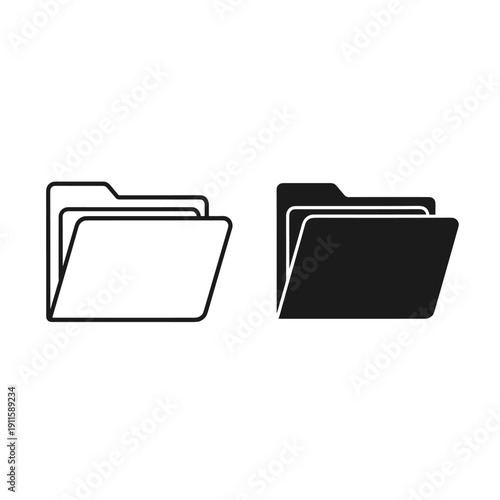 A black and white icon of two file folders Vector