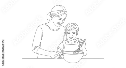 Mother and daughter baking together in the kitchen.