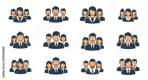 Diverse Group of Business People Icons Representing Teamwork.
