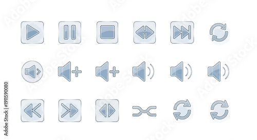 Watercolor Media Player Icons Set