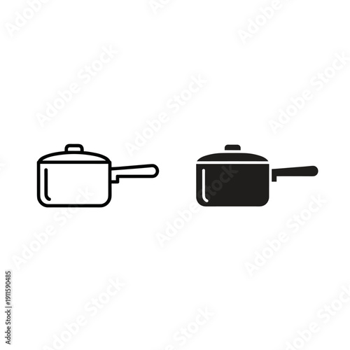 A black and white image of two cooking pots Vector