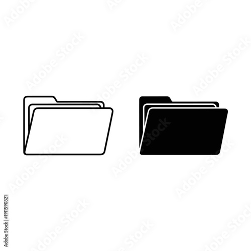 A black and white icon of two file folders Vector