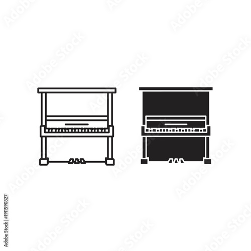 A black and white drawing of two pianos side by side Vector