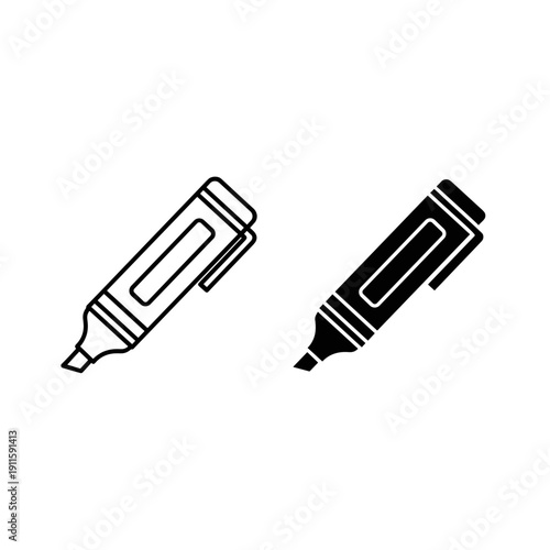 Two black and white markers side by side Vector