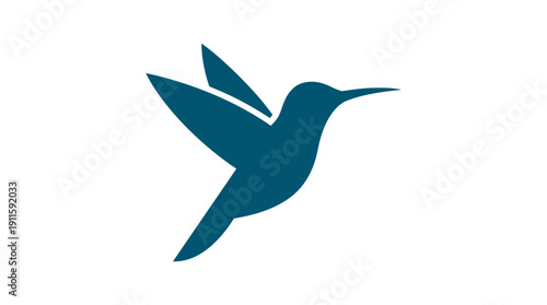 Solid color hummingbird icon flying gracefully, a minimalist vector graphic symbolizing speed, agility, and natural elegance. Ideal for modern digital design