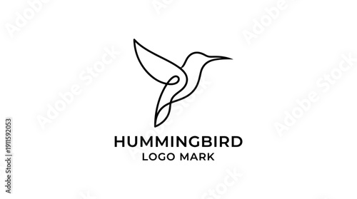 Minimalist Line Art Hummingbird Logo - Elegant Bird Emblem for Branding