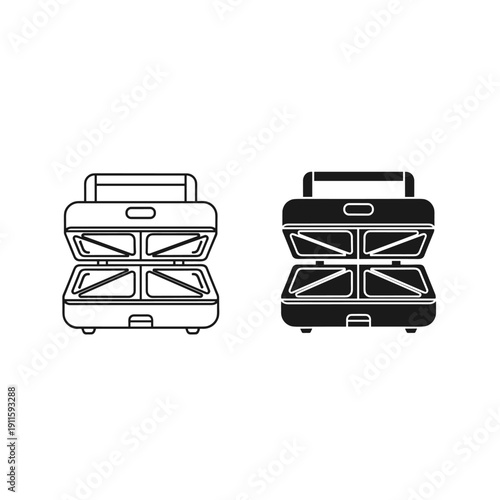A black and white drawing of two waffle makers Vector