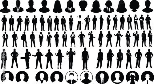 Business people silhouette collection illustration, professional men women figures and avatar icons isolated